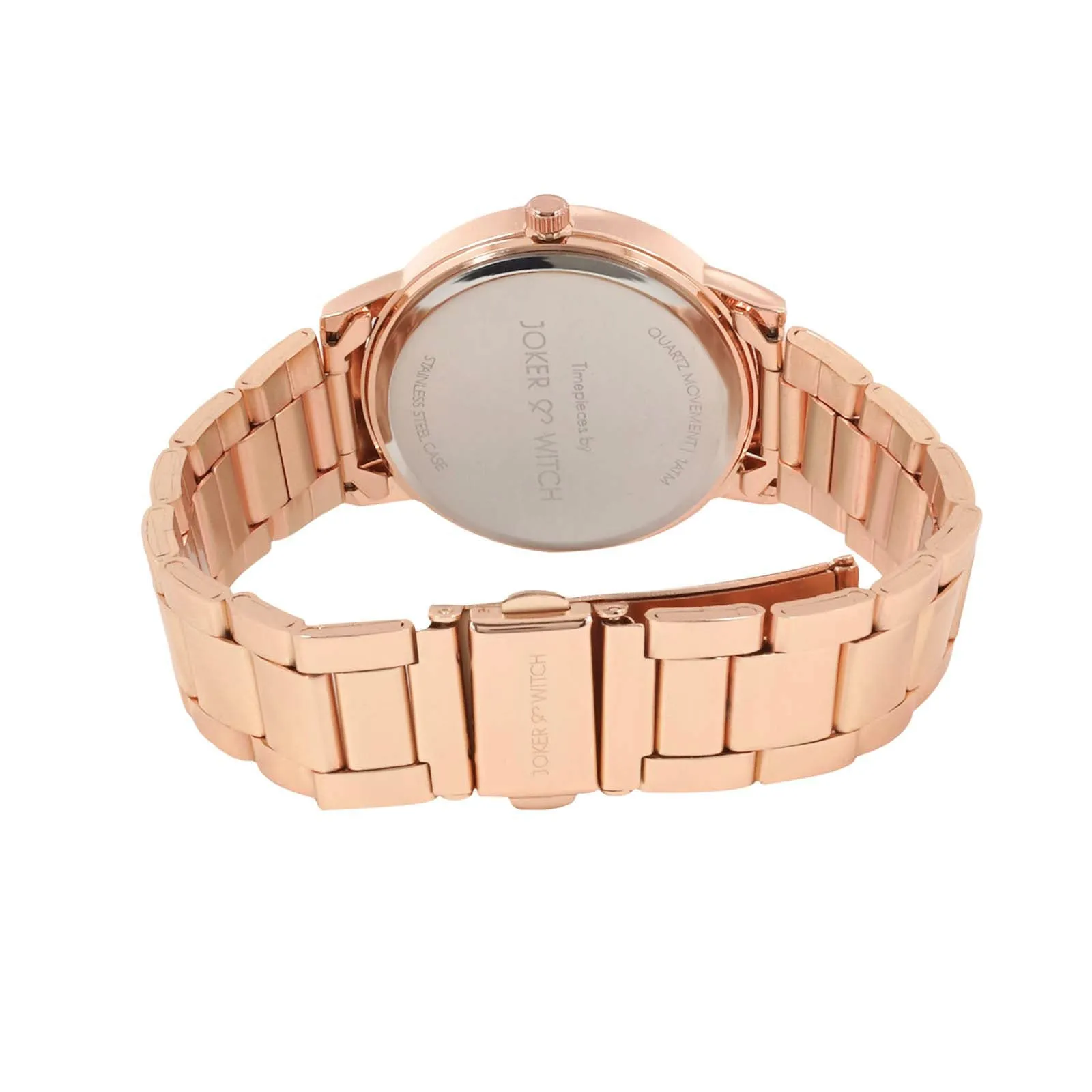 Luna Black Dial Rosegold Metallic Strap Watch