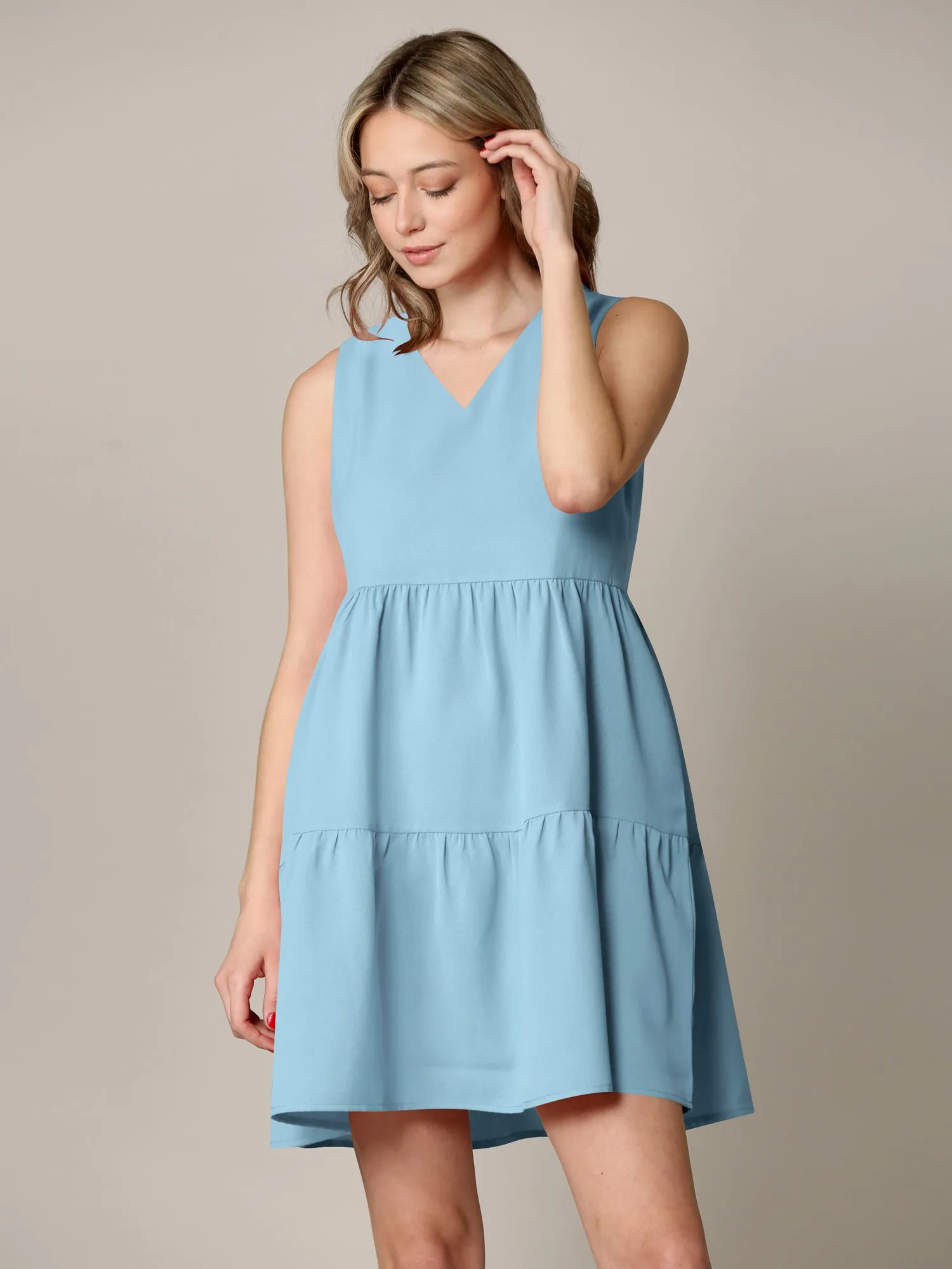 Made By Johnny Casual Flowy Swing Shift Tank Tiered Dress