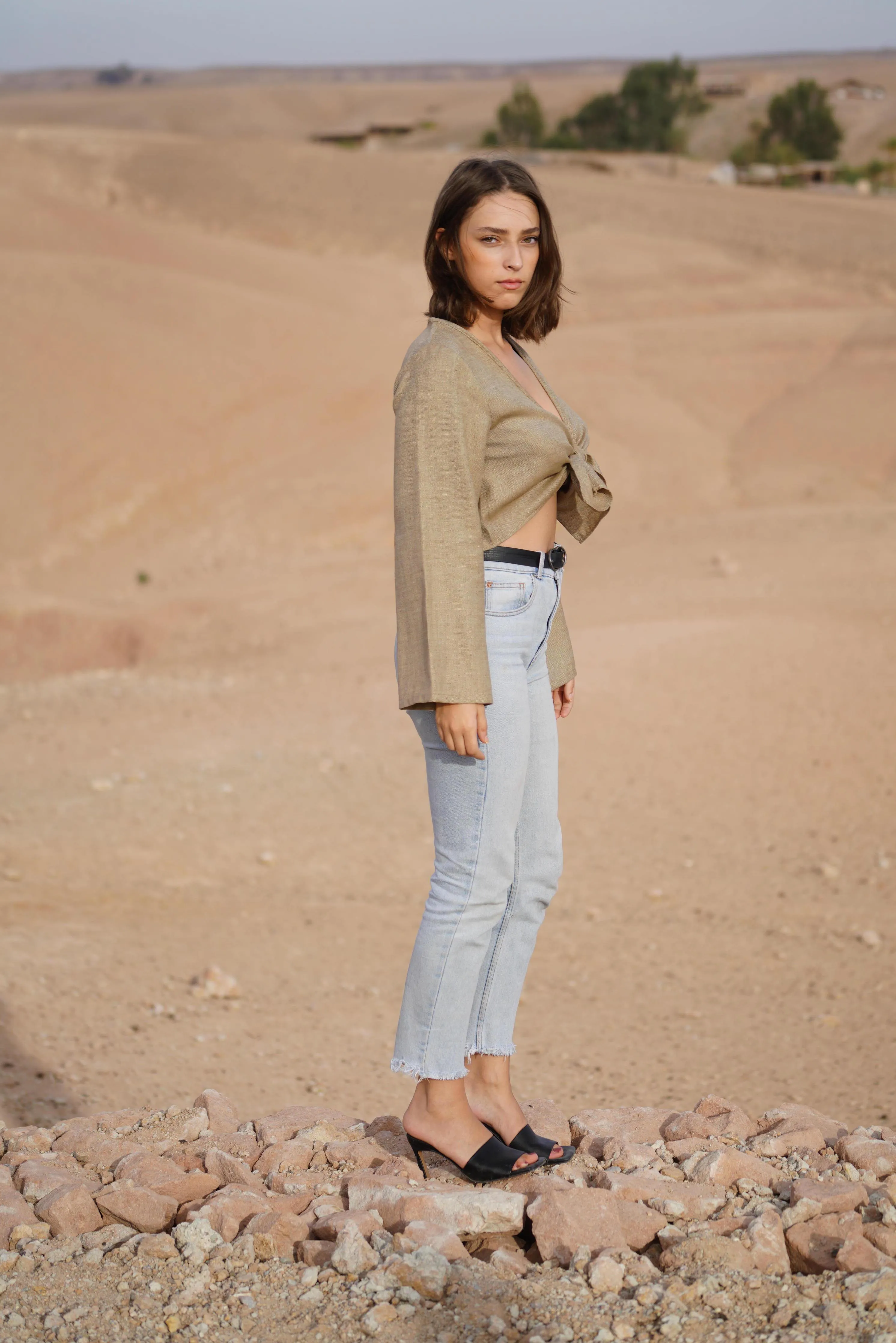 MAISON BEIGE TOP EN LIN - SAHARA