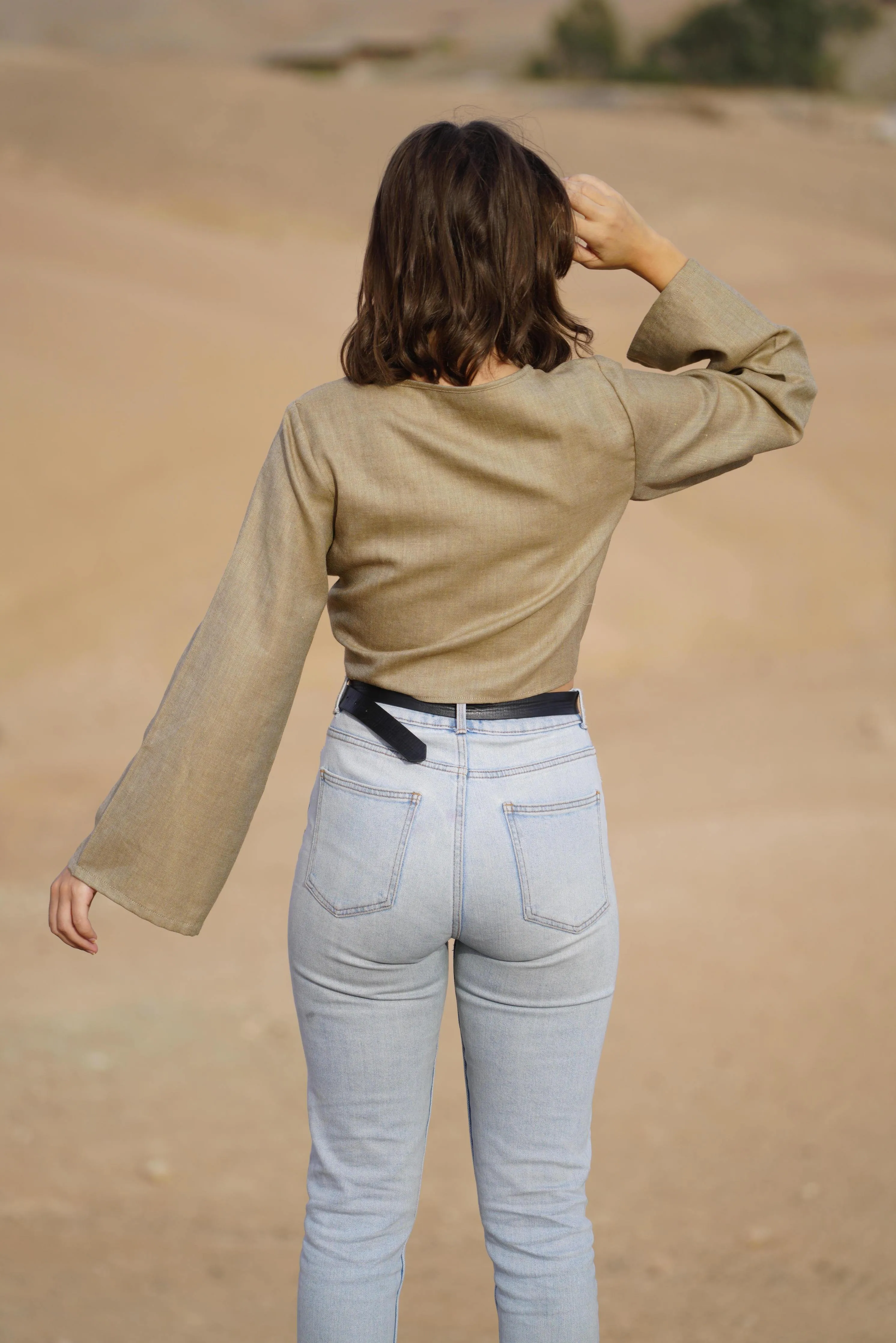 MAISON BEIGE TOP EN LIN - SAHARA