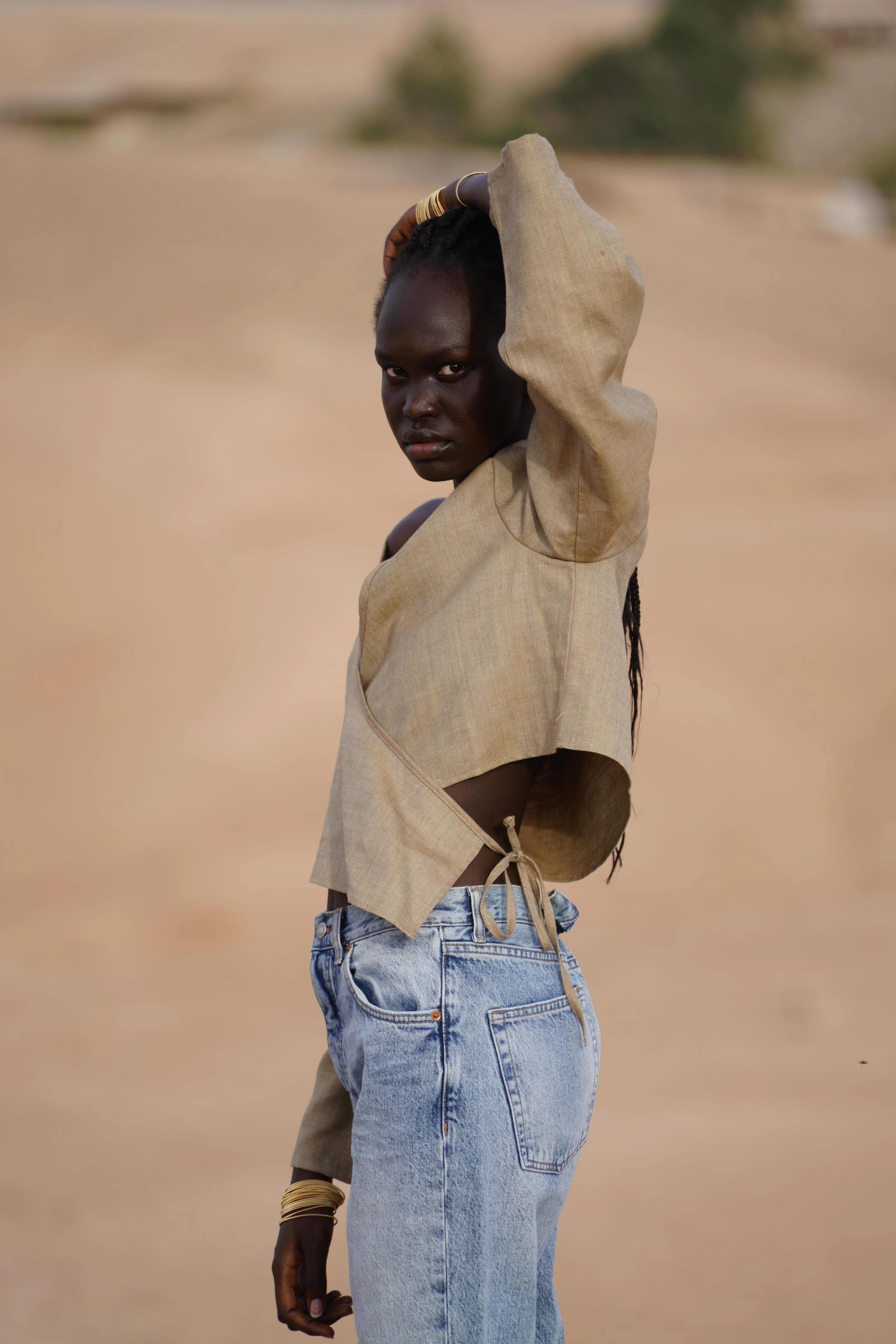 MAISON BEIGE TOP EN LIN - SAHARA