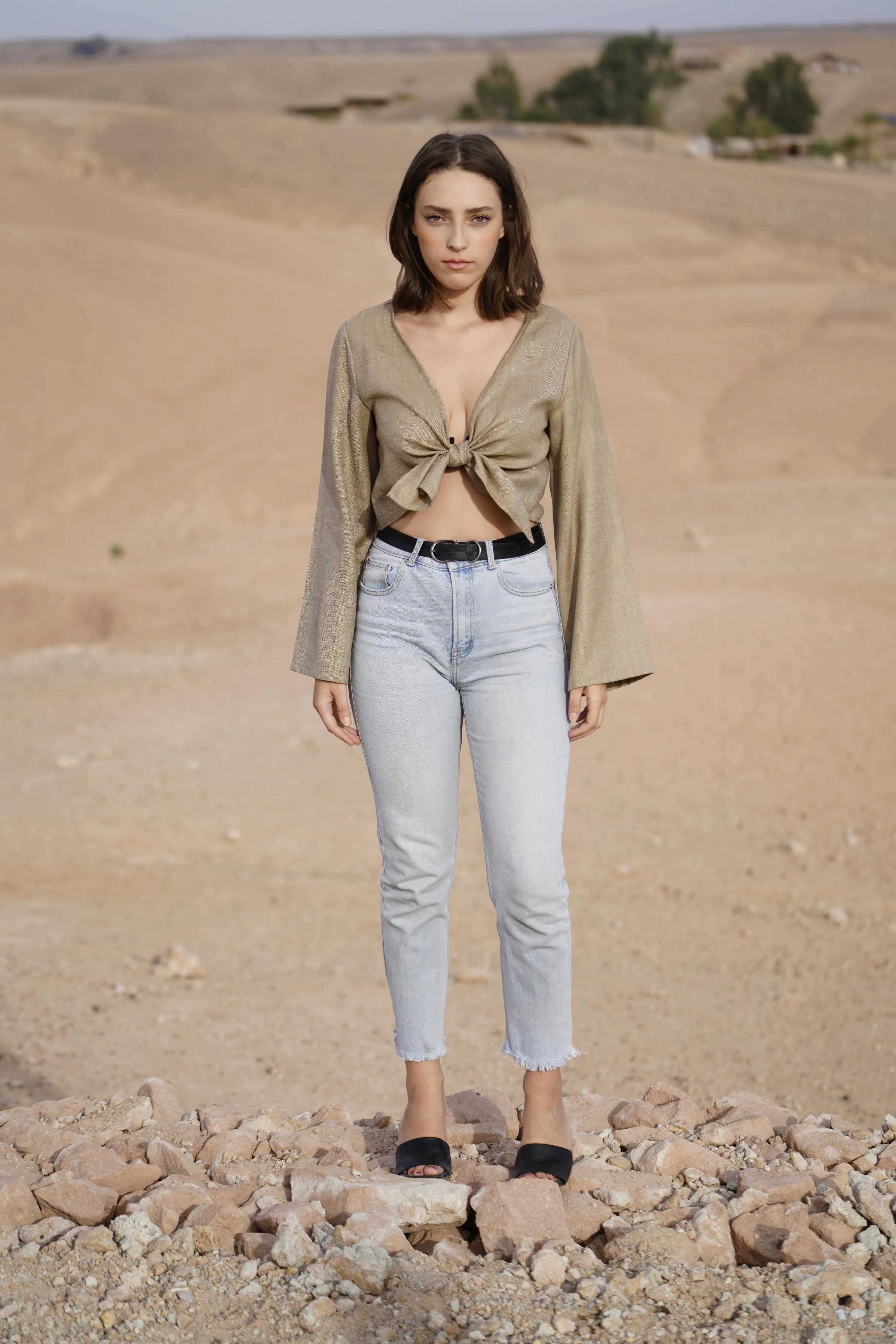 MAISON BEIGE TOP EN LIN - SAHARA