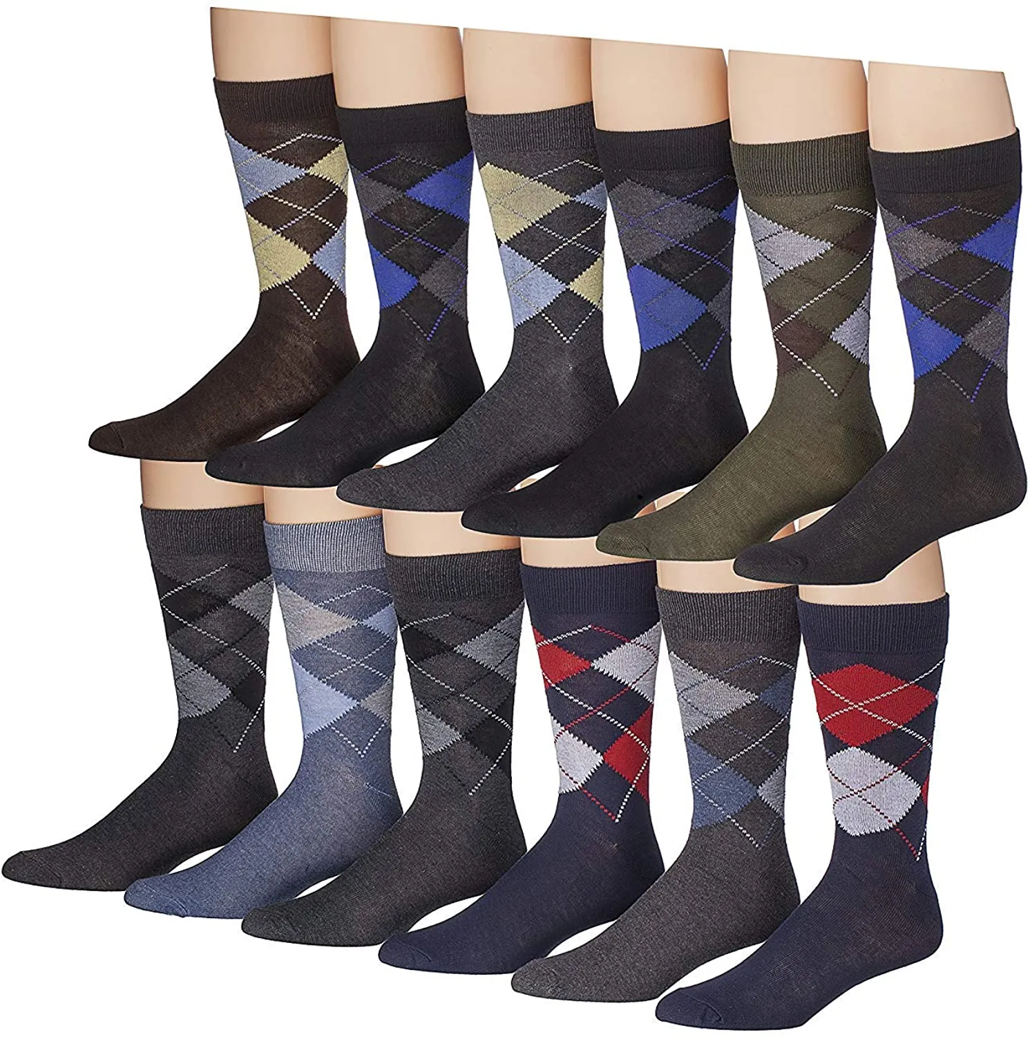 Mens 12-Pairs Funny Funky Crazy Novelty Colorful Patterned Dress Socks