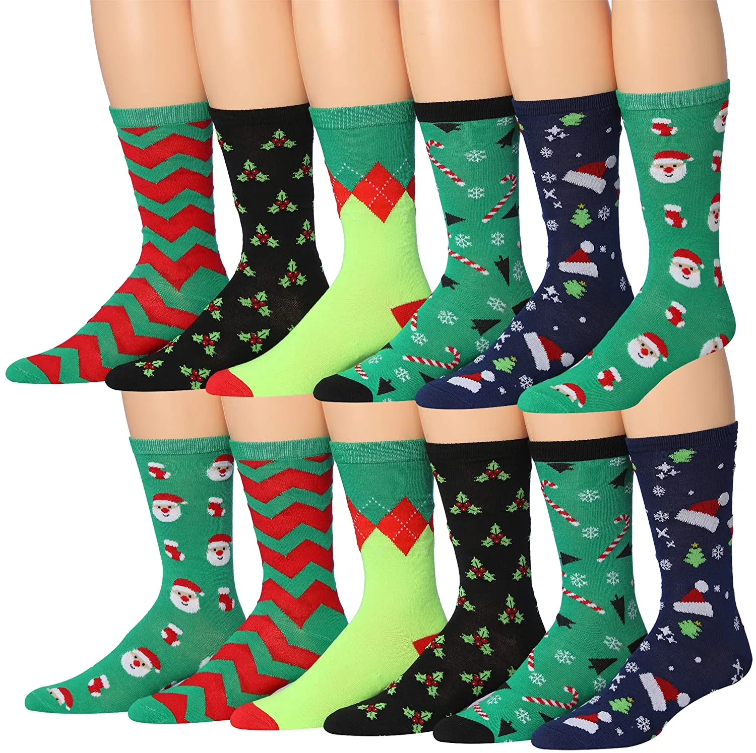 Mens 12-Pairs Funny Funky Crazy Novelty Colorful Patterned Dress Socks