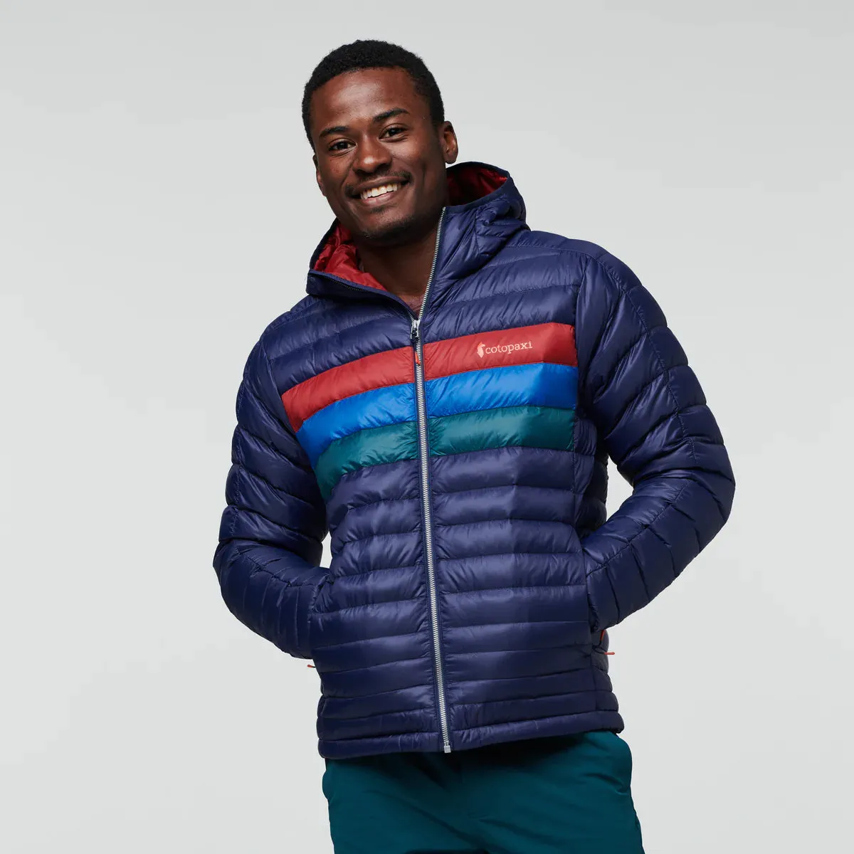 Men's Cotopaxi | Fuego Hooded Down Jacket | Maritime/Currant Stripes