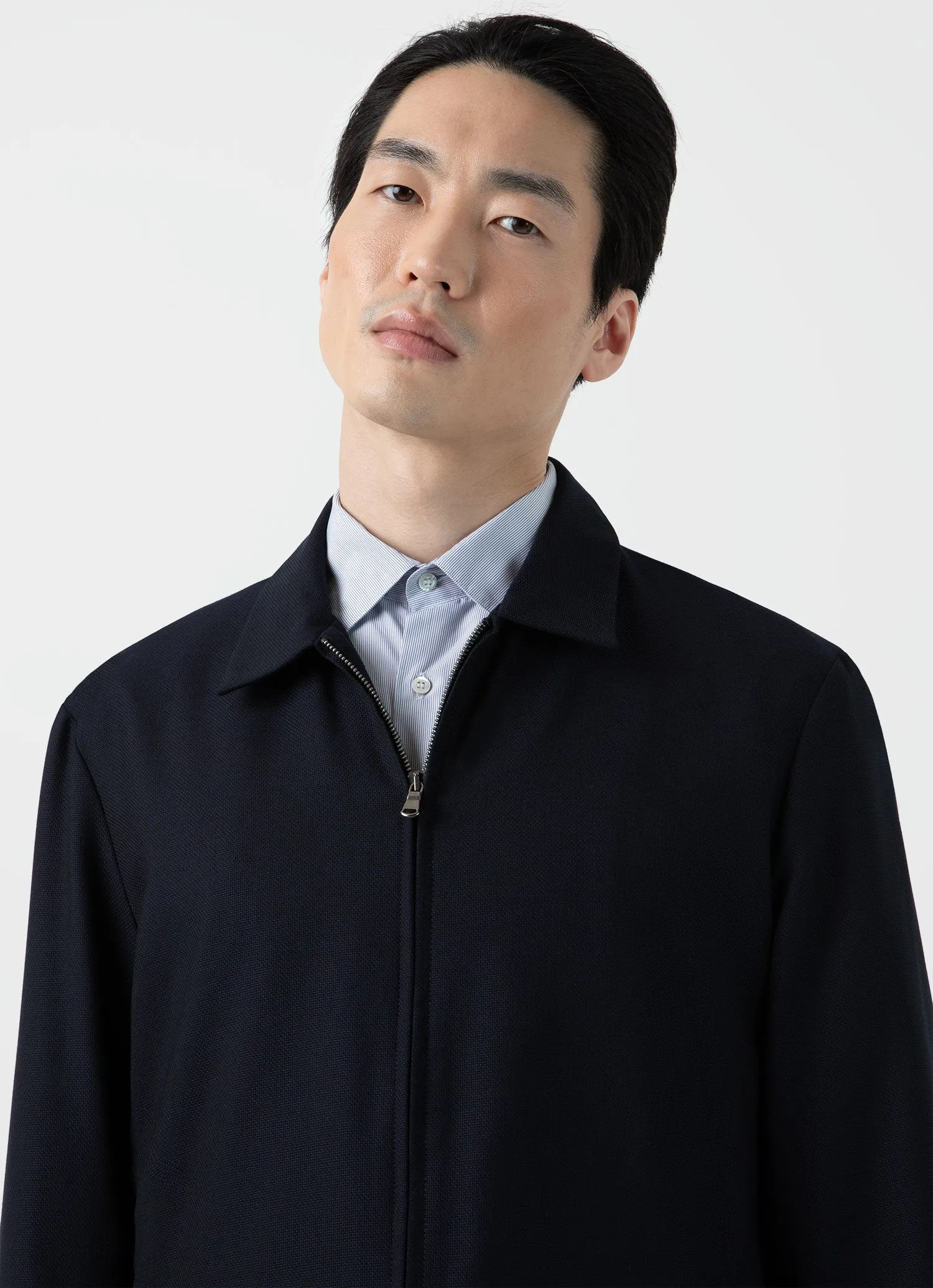 Men's Travel Wool Harrington Jacket in Navy