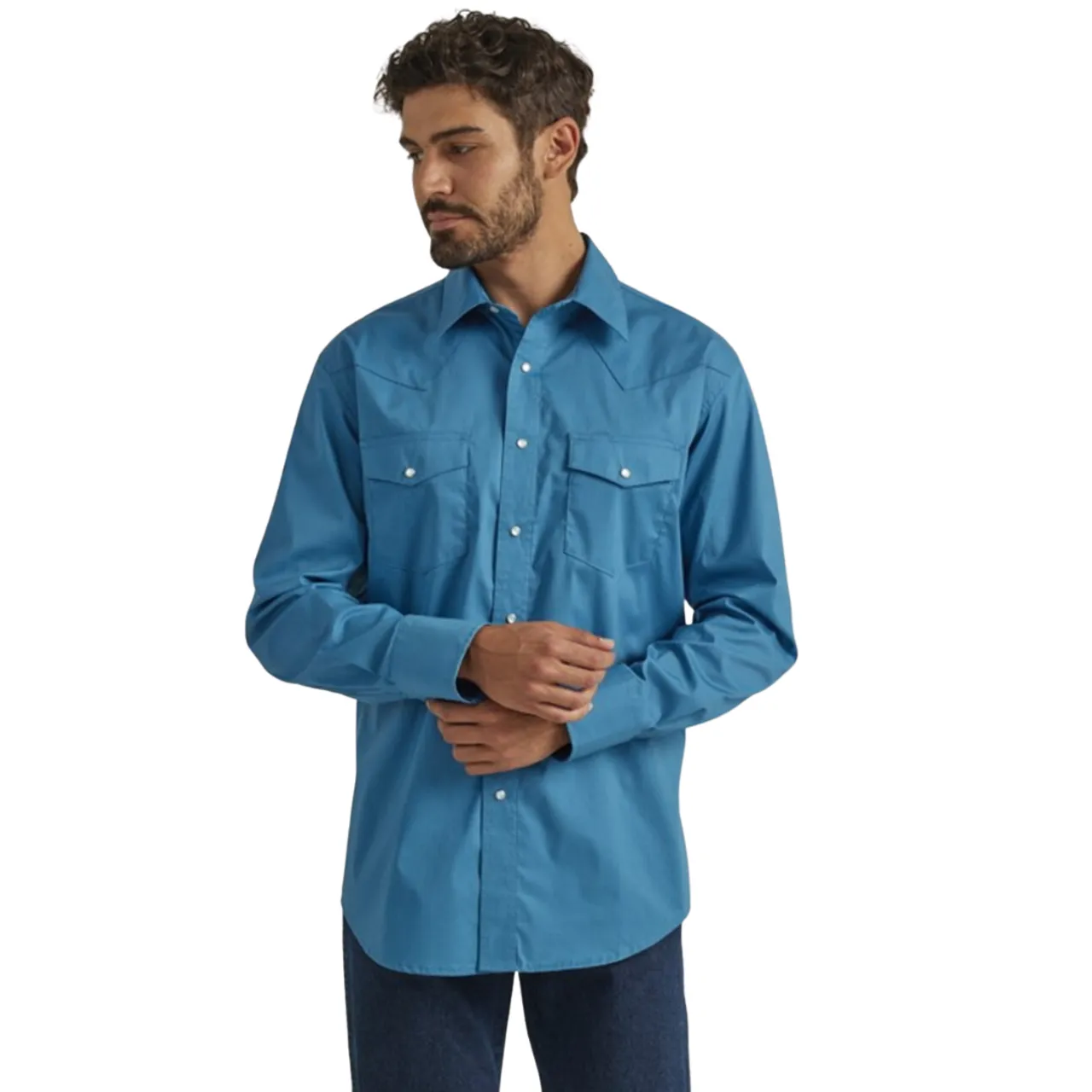 Men's Wrangler Wrinkle Resist Solid Snap Western Shirt