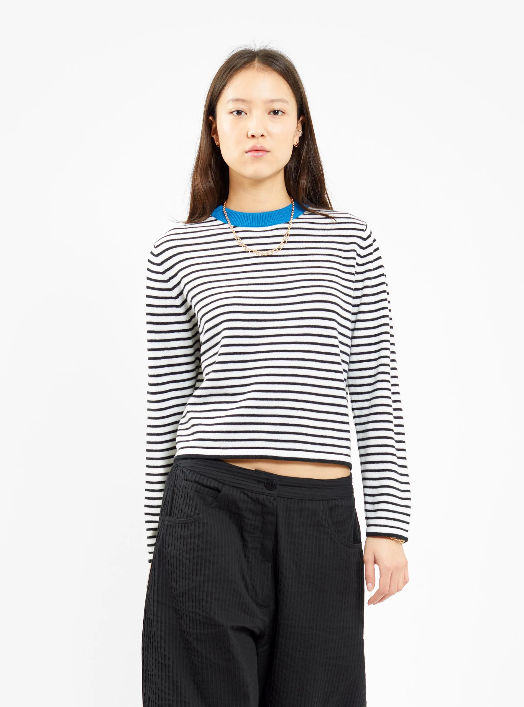 Merino Wool Striped T-Shirt Blue