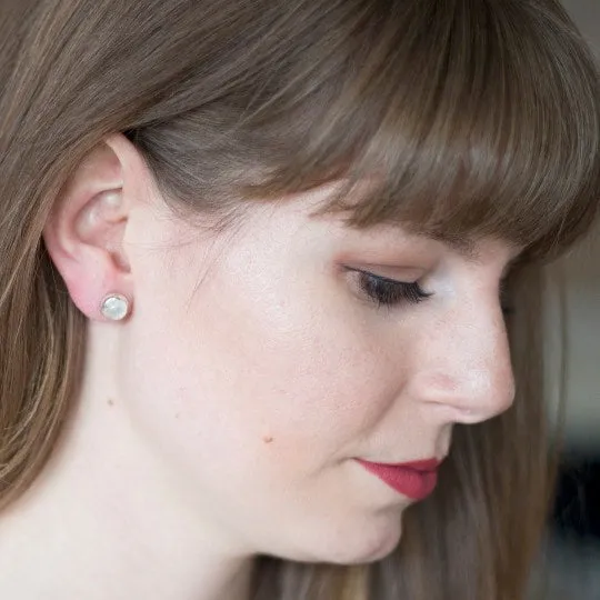 Moonstone and Sterling Silver Post Earrings