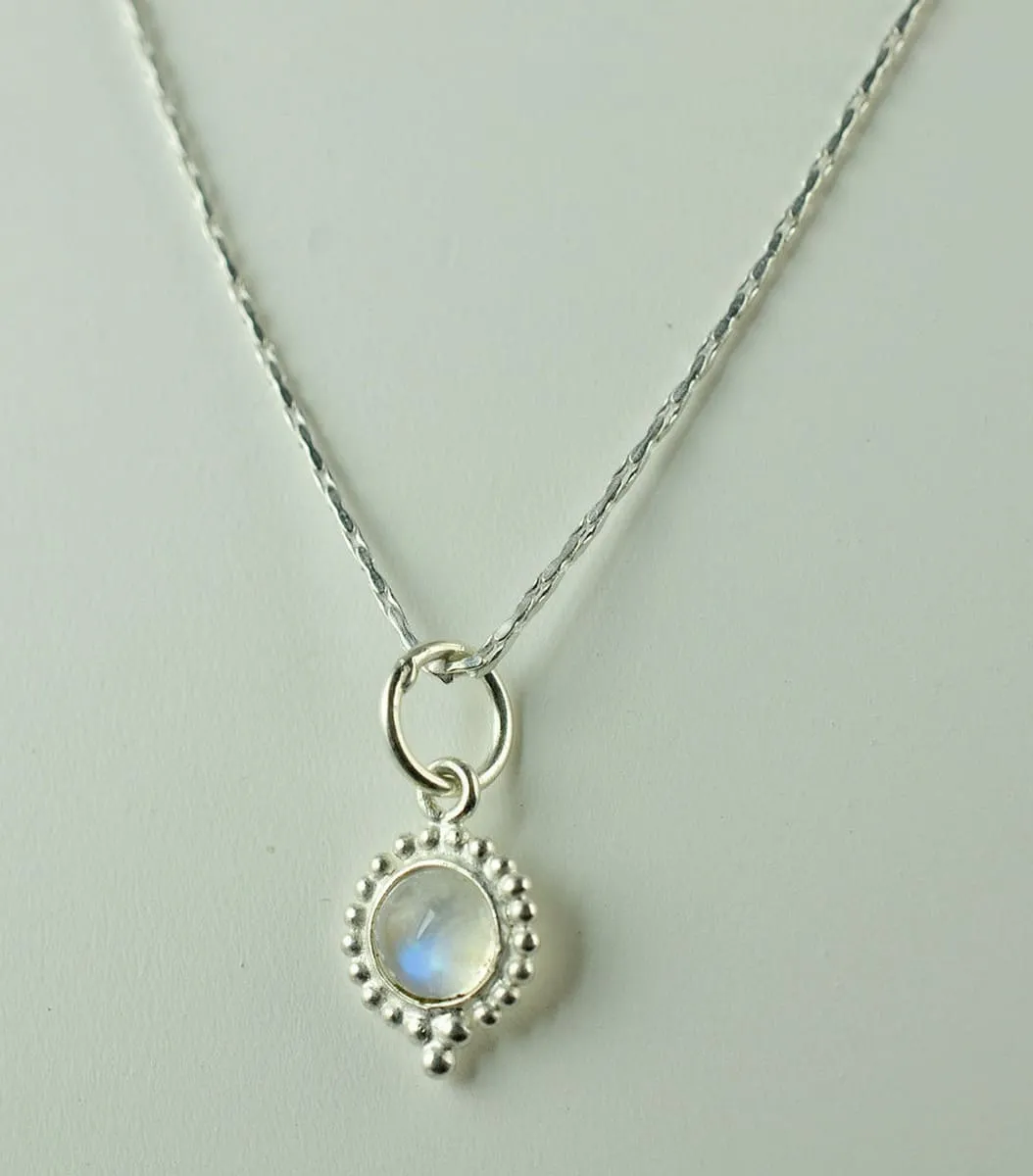 Navya Craft Rainbow Moonstone 925 Solid Sterling Silver Handmade Pendant Chain Necklace