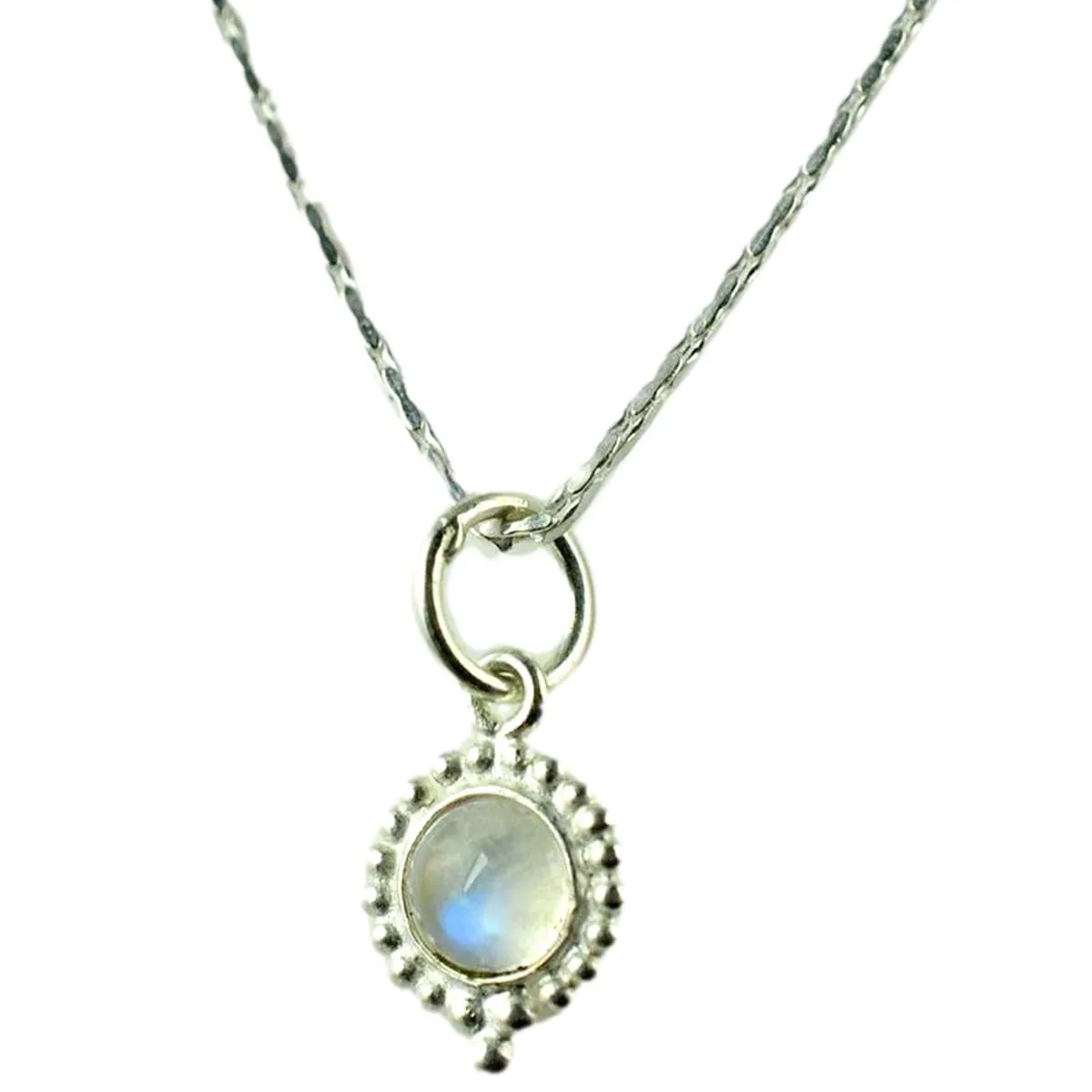 Navya Craft Rainbow Moonstone 925 Solid Sterling Silver Handmade Pendant Chain Necklace