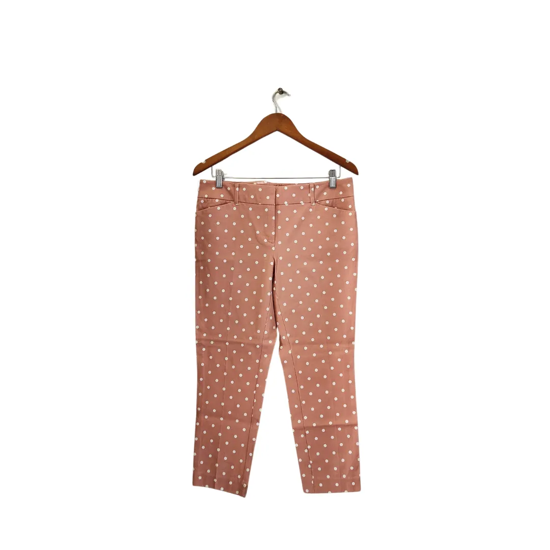 New York & Company 'The Audrey' Pink and White Polka Dot Slim-leg Ankle Pants | Like New |