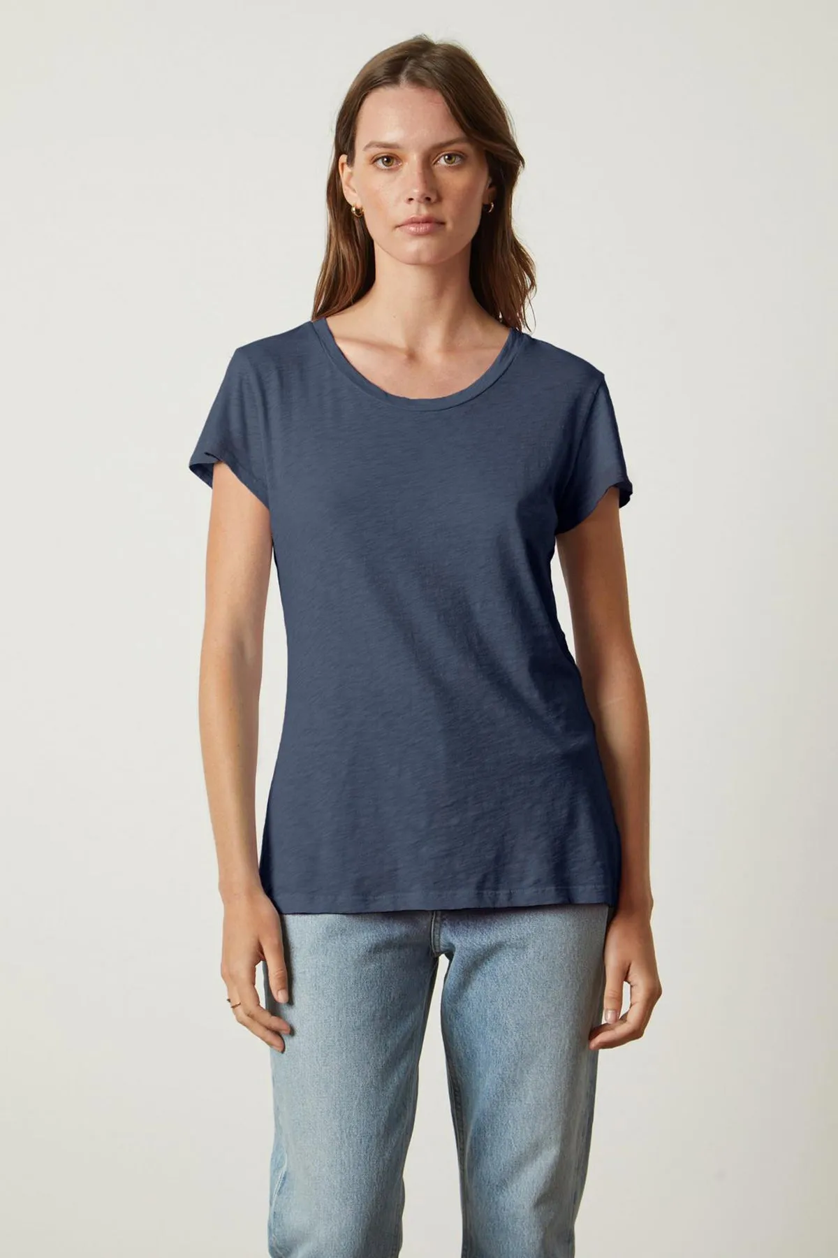 ODELIA COTTON SLUB CREW NECK TEE