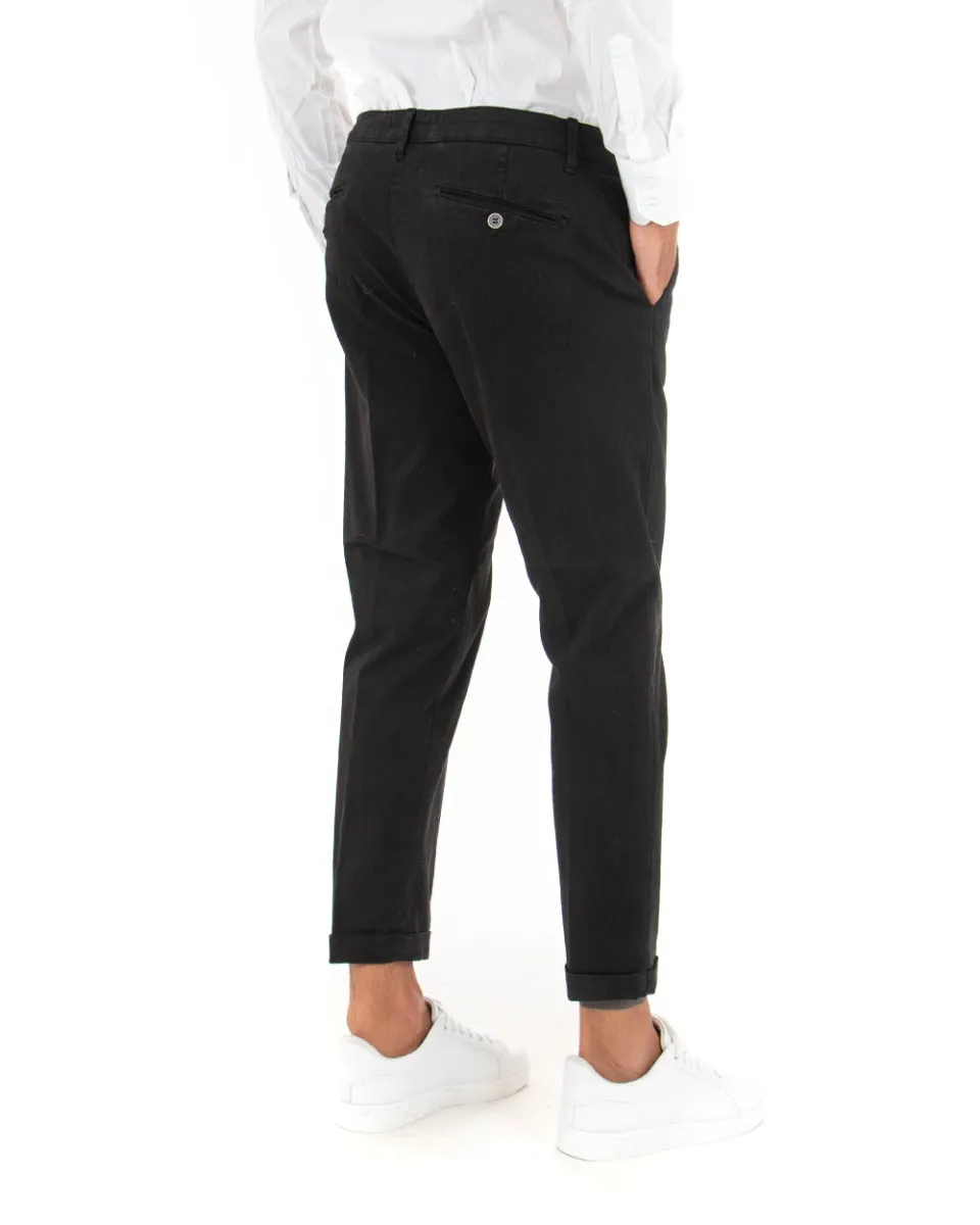 Pantaloni Uomo Tasca America Classico Capri Casual Nero GIOSAL-P5423A