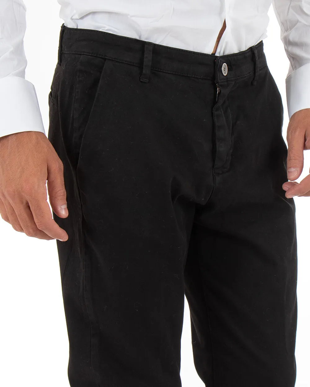 Pantaloni Uomo Tasca America Classico Capri Casual Nero GIOSAL-P5423A