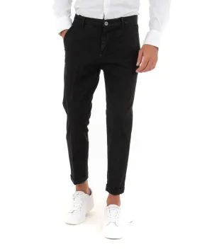 Pantaloni Uomo Tasca America Classico Capri Casual Nero GIOSAL-P5423A