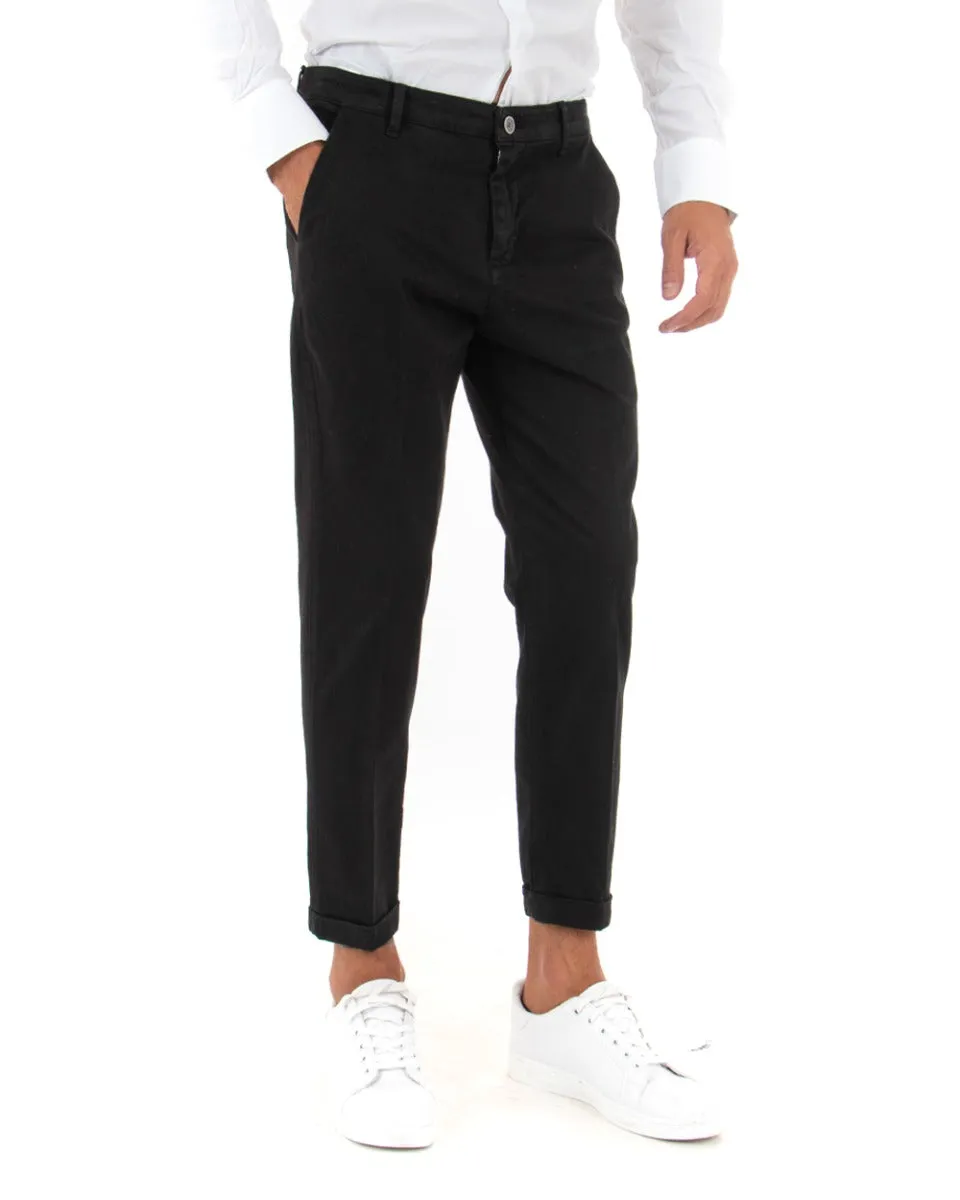 Pantaloni Uomo Tasca America Classico Capri Casual Nero GIOSAL-P5423A