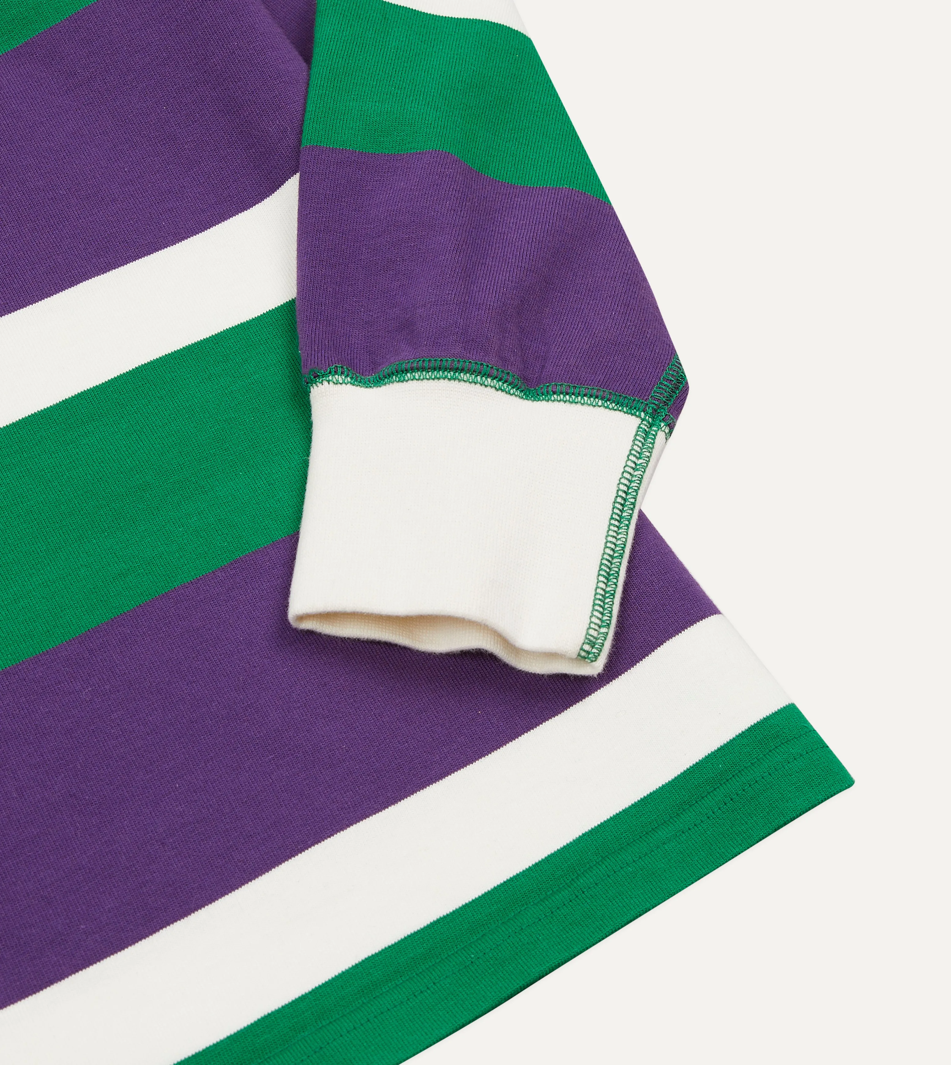 Purple, Green and White Stripe Cotton Rugby Shirt