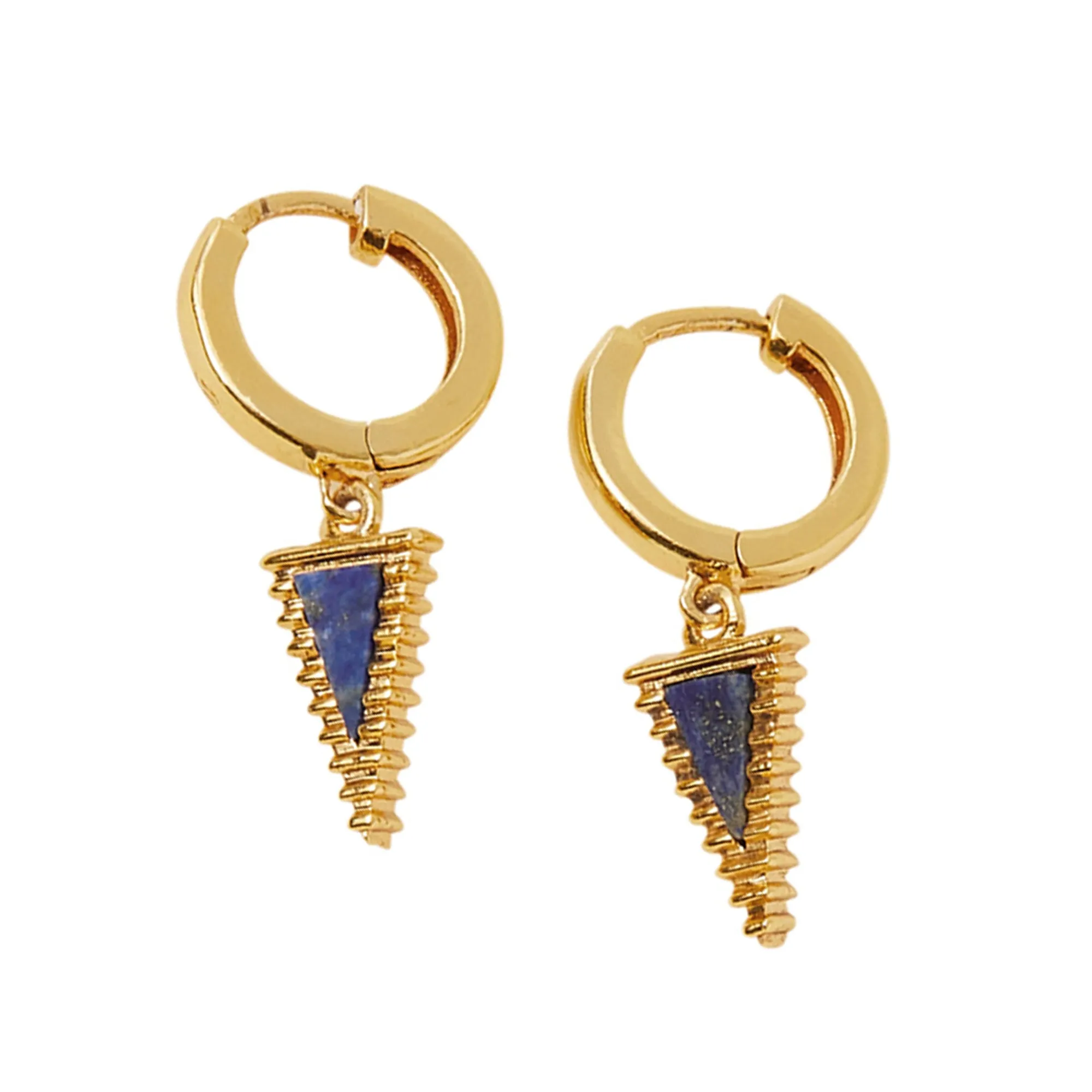 Real Gold-Plated Triangle Lapis Hoops