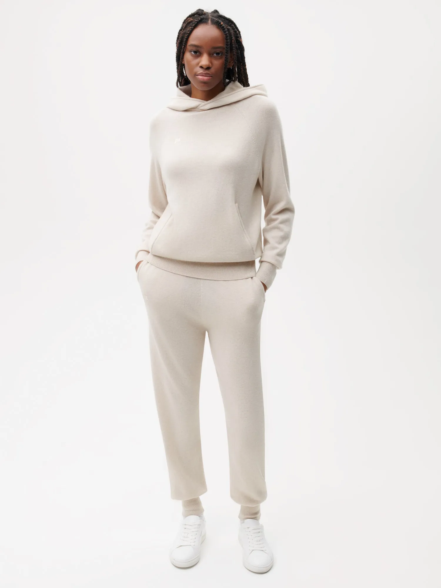 Recycled Cashmere Track Pants—oatmeal