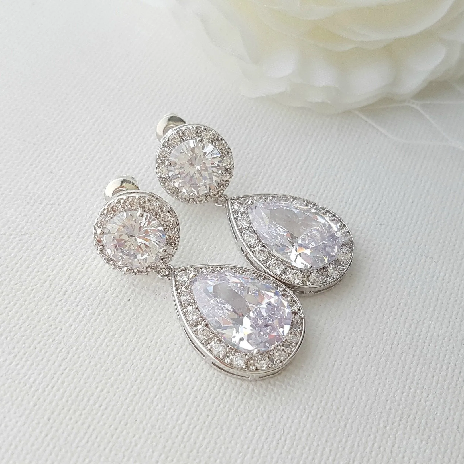 Rose Gold Wedding Earrings-Evita