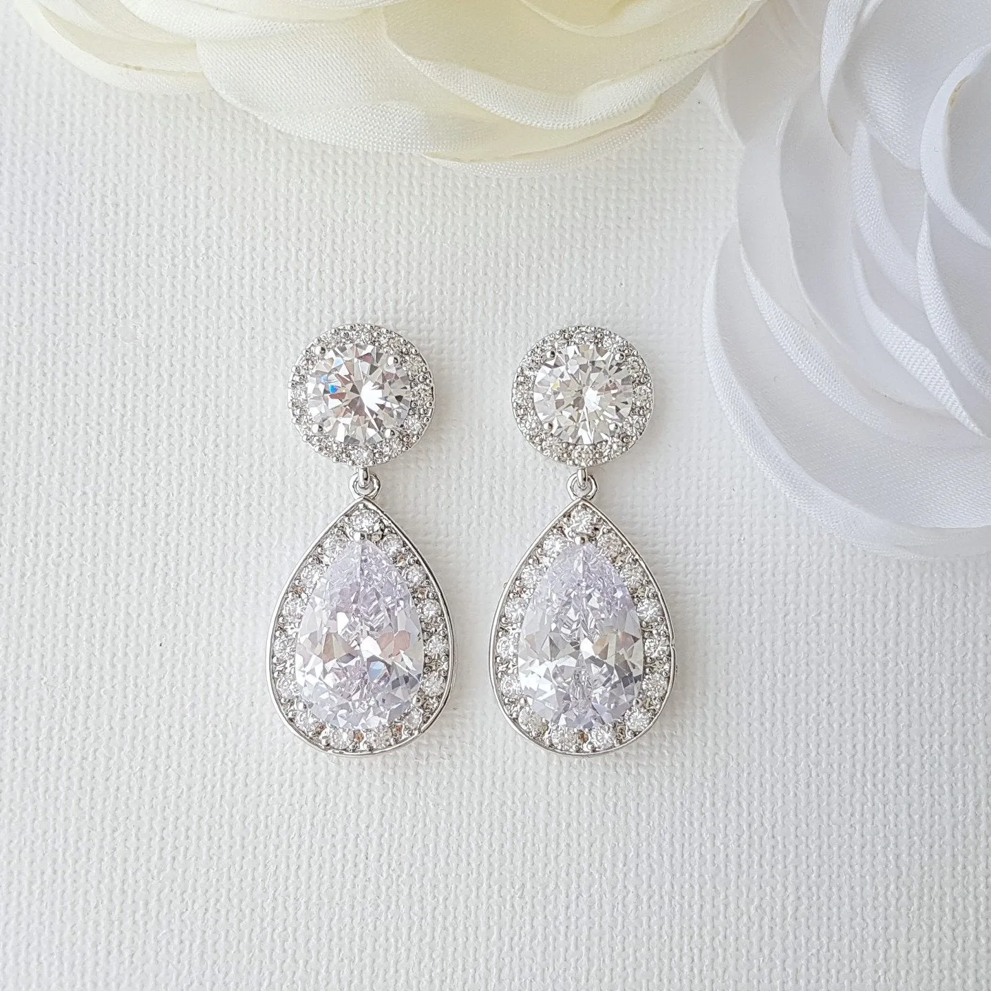 Rose Gold Wedding Earrings-Evita