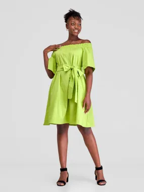 Safari Zene Off Shoulder Dress - Lime