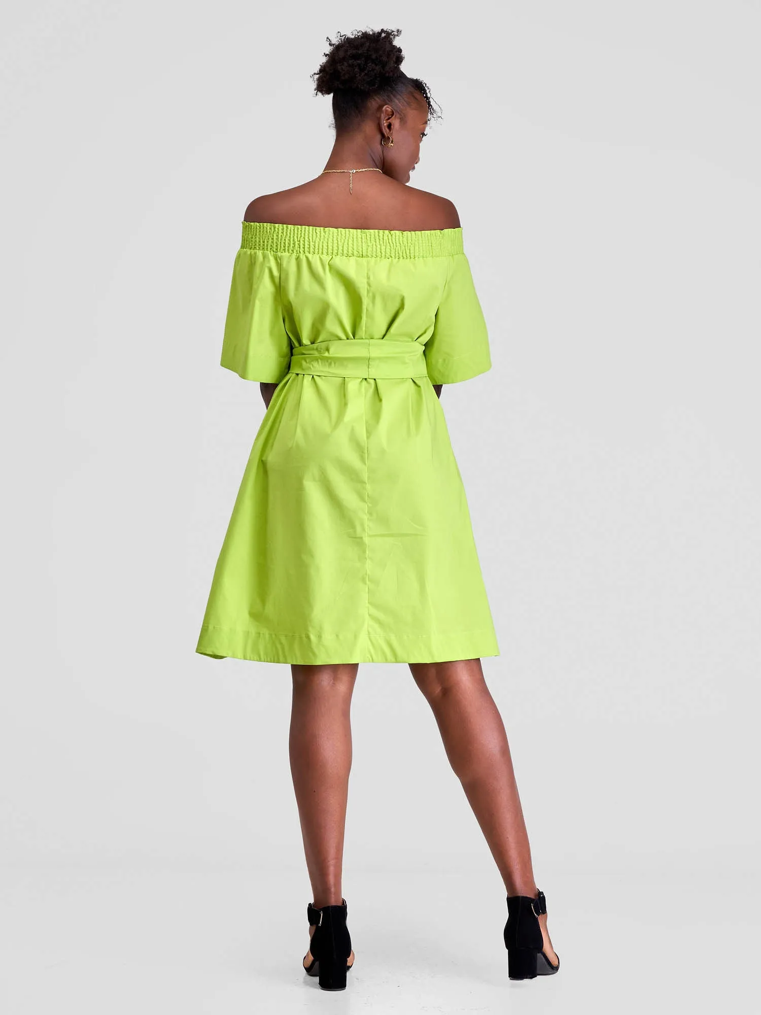 Safari Zene Off Shoulder Dress - Lime