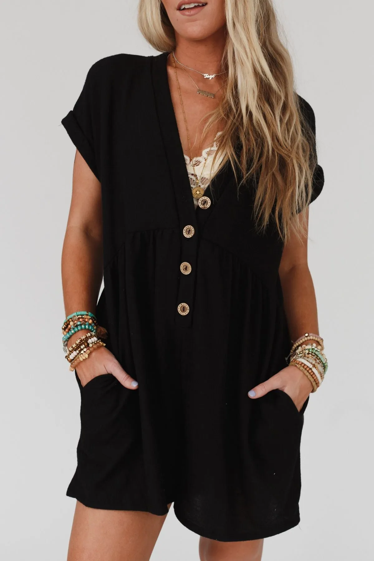 Sage and Wildflowers Romper - Black