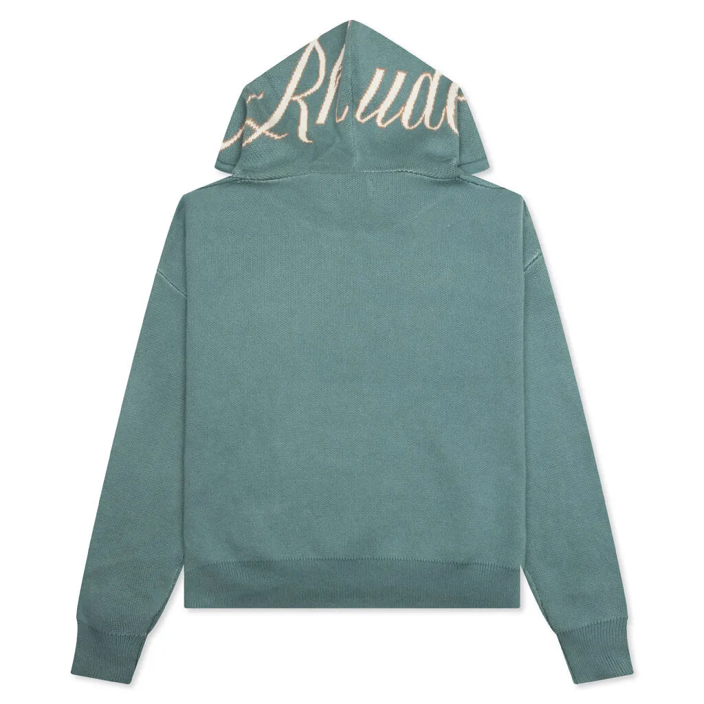 Script Logo Knit Hoodie - Ivory/Spa