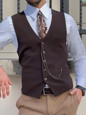 Slim-fit Wool Brown Men’s Waistcoat