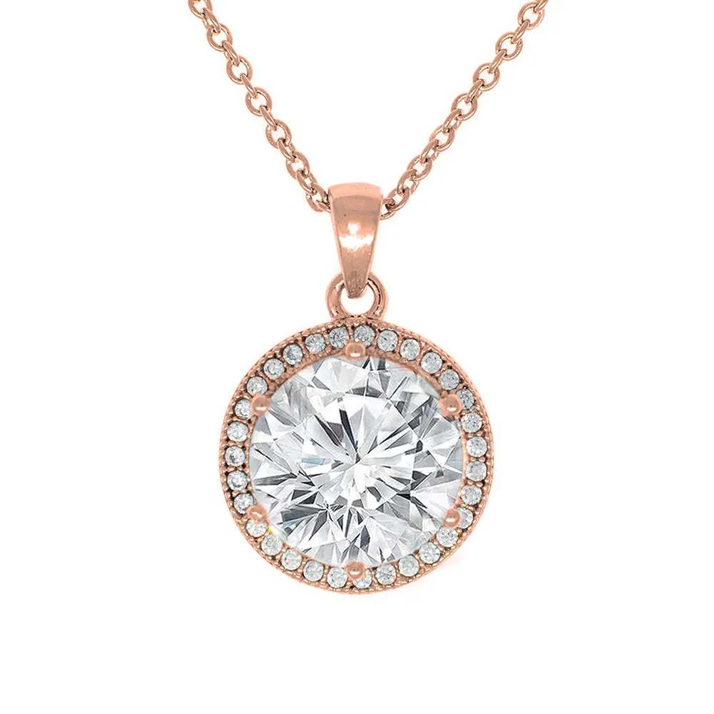 Sophia 18k White Gold Plated CZ Pendant Necklace for Women