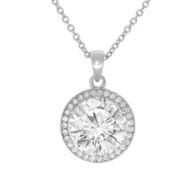 Sophia 18k White Gold Plated CZ Pendant Necklace for Women