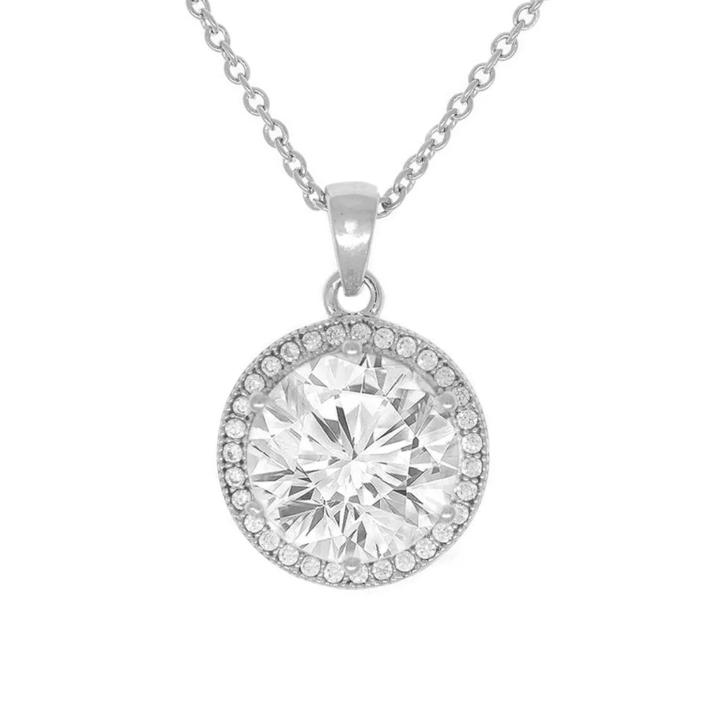 Sophia 18k White Gold Plated CZ Pendant Necklace for Women