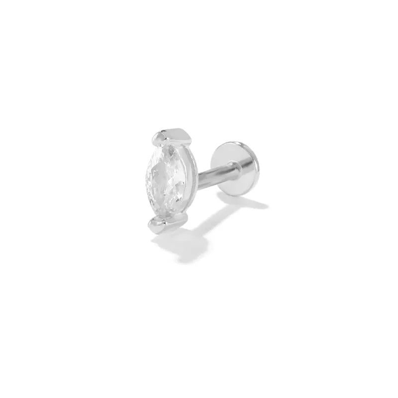 Sterling Silver Zirconia Piercing Stud Earrings For Women