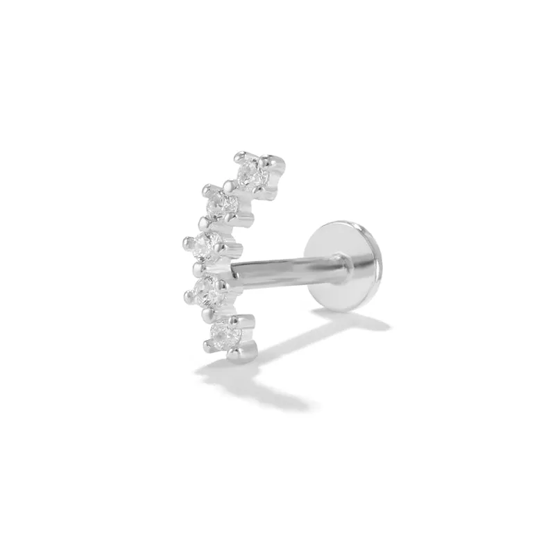 Sterling Silver Zirconia Piercing Stud Earrings For Women