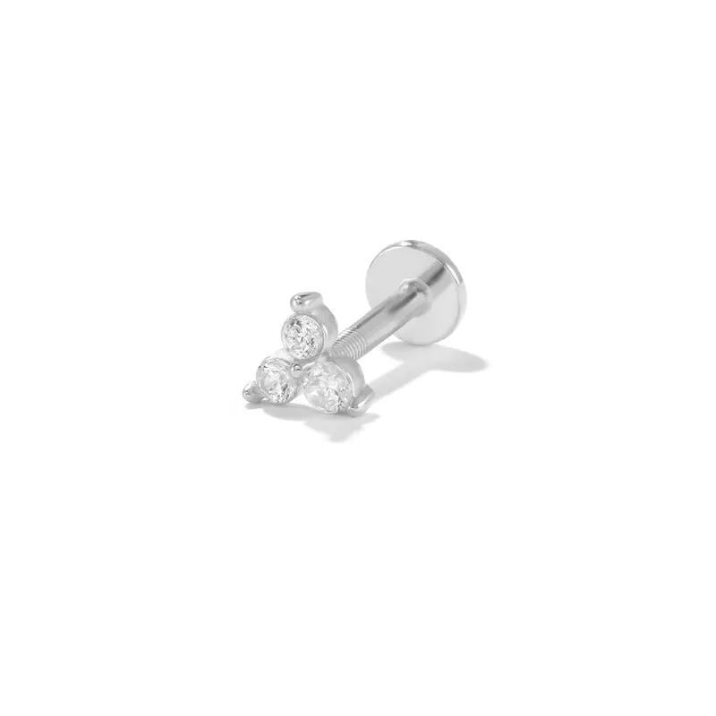 Sterling Silver Zirconia Piercing Stud Earrings For Women