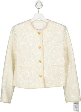 STUDIO BY CHARLOTTE Cream Mayfair Bouclé Tweed Sequin Jacket UK XS/S