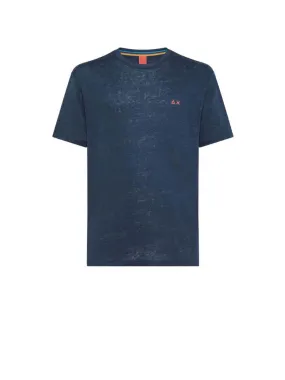 T-shirt Linen Solid S/s - Navy Blue