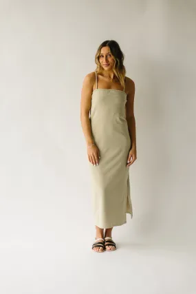 The Belinda Tank Knit Midi Dress in Khaki