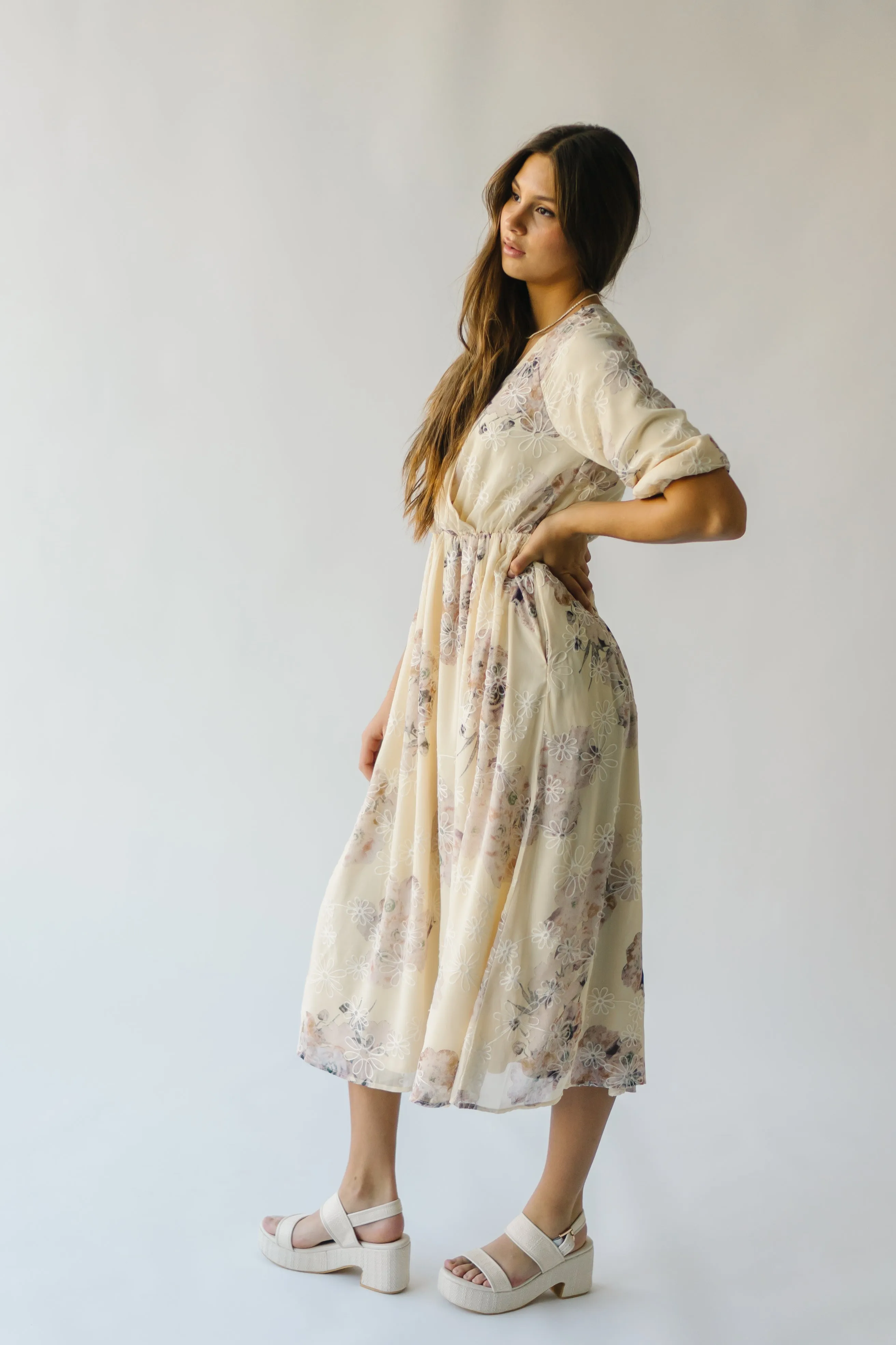 The Brevort Watercolor Floral Dress in Cream Multi