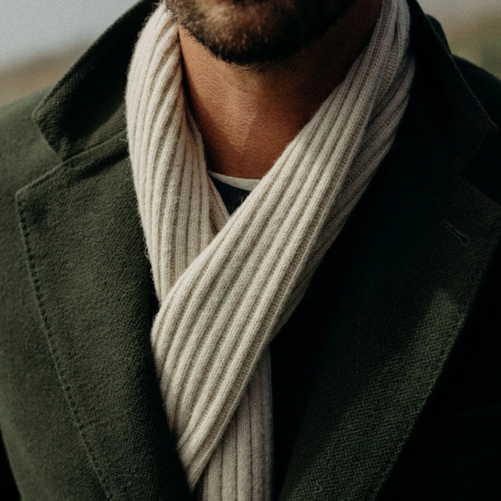 The Rib Scarf in Oat Heather