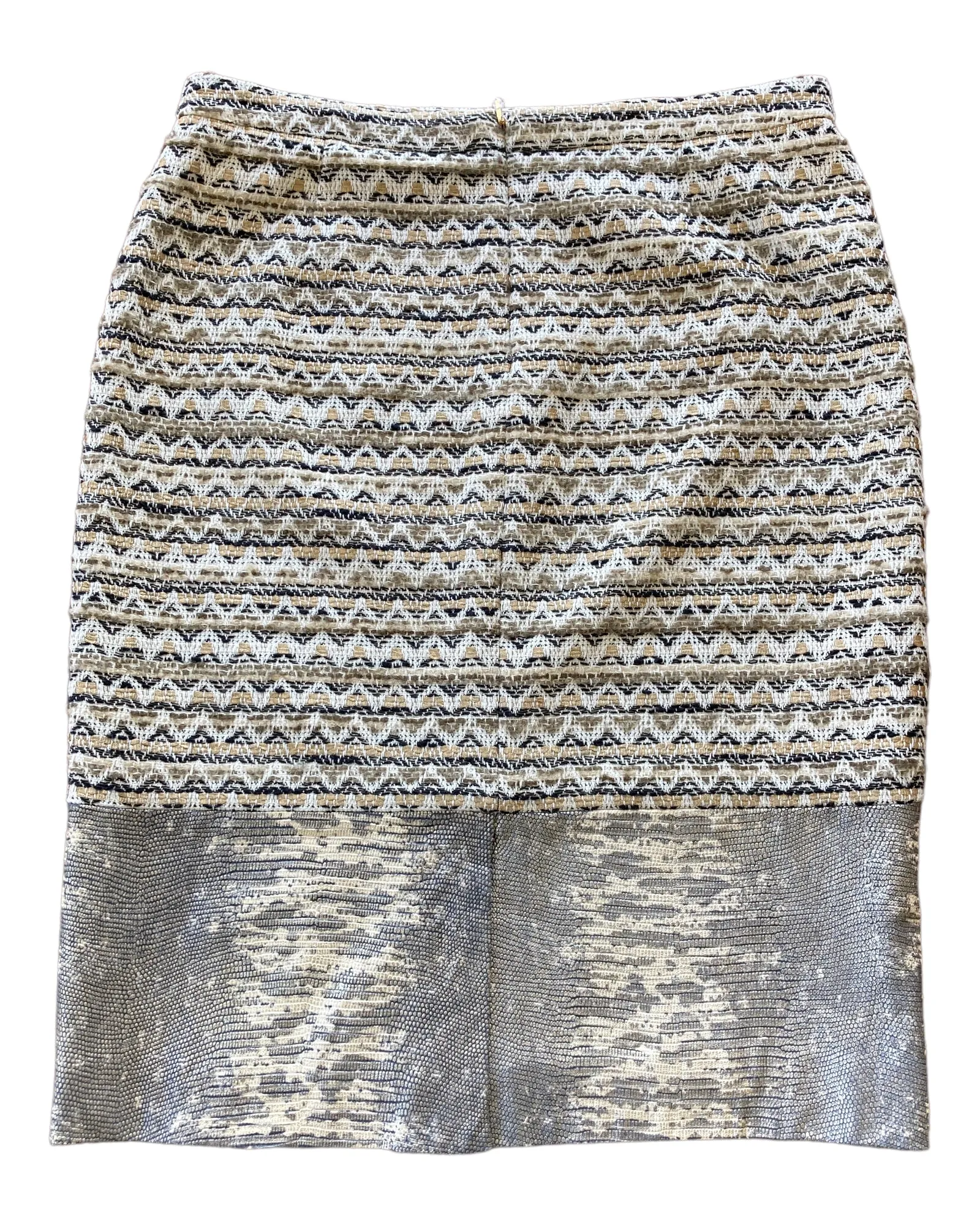 Tory Burch Vanessa Tweed and Leather Skirt, 10