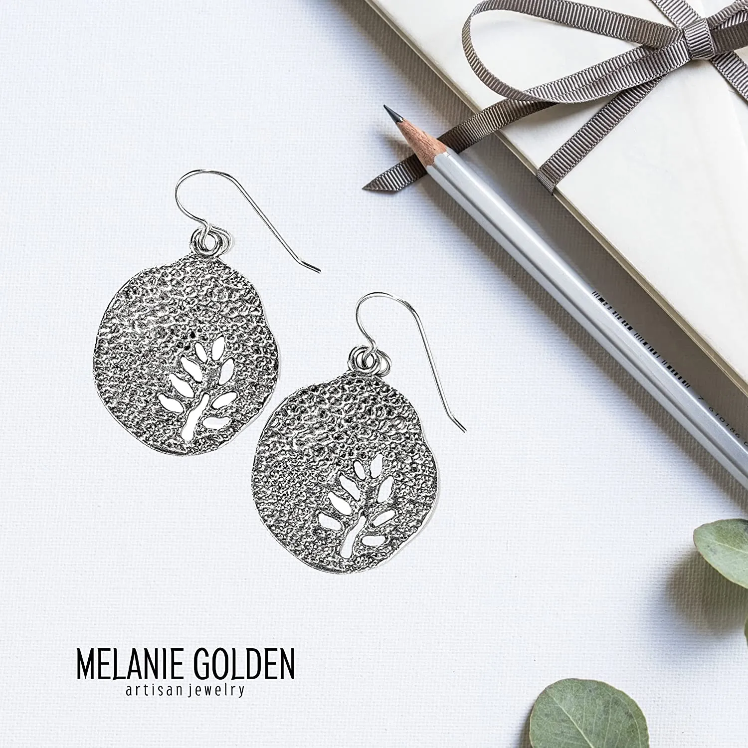 Tree Branch Disc Dangle Earrings