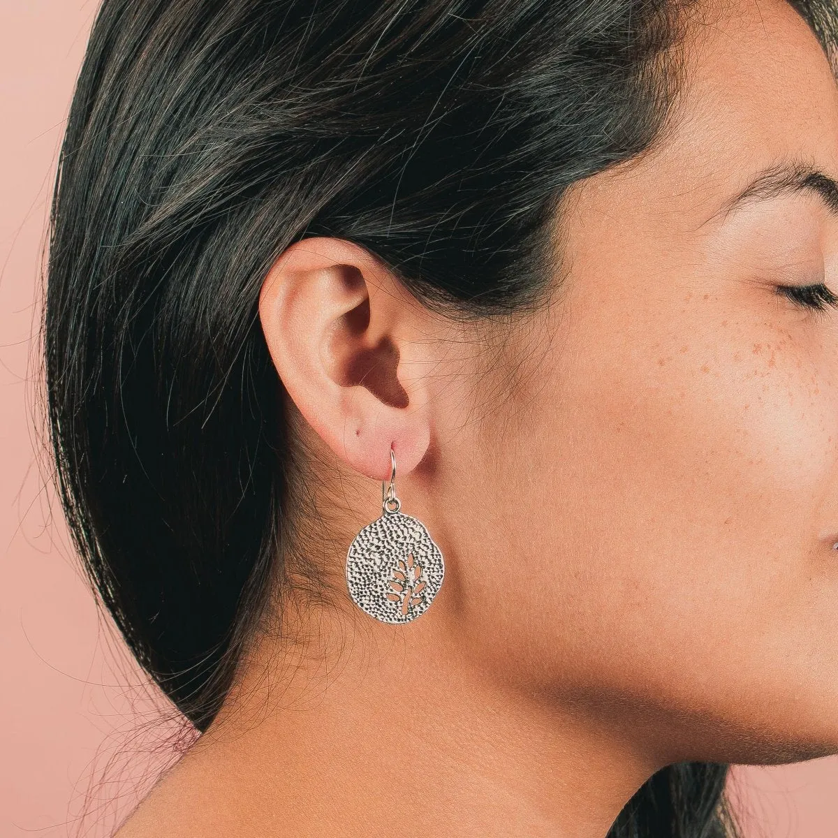 Tree Branch Disc Dangle Earrings