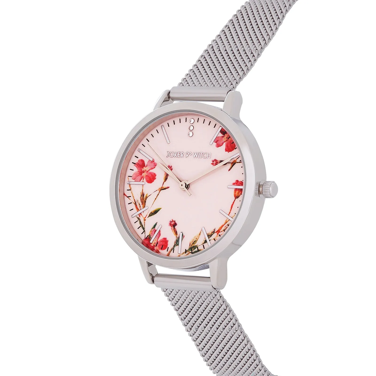 Tygra Silver Printed Dial Mesh Strap Watch