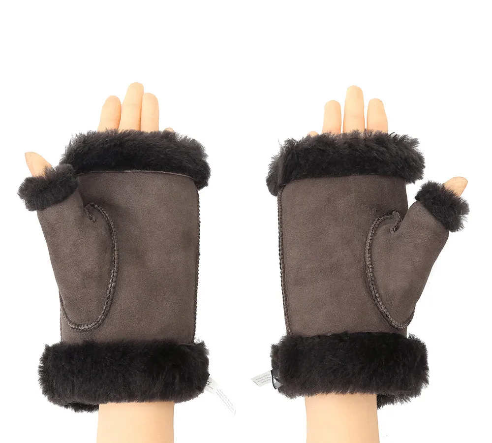 UGG AUSTRALIAN SHEPHERD Fluffy Fingerless Sheepskin Wool Mittens