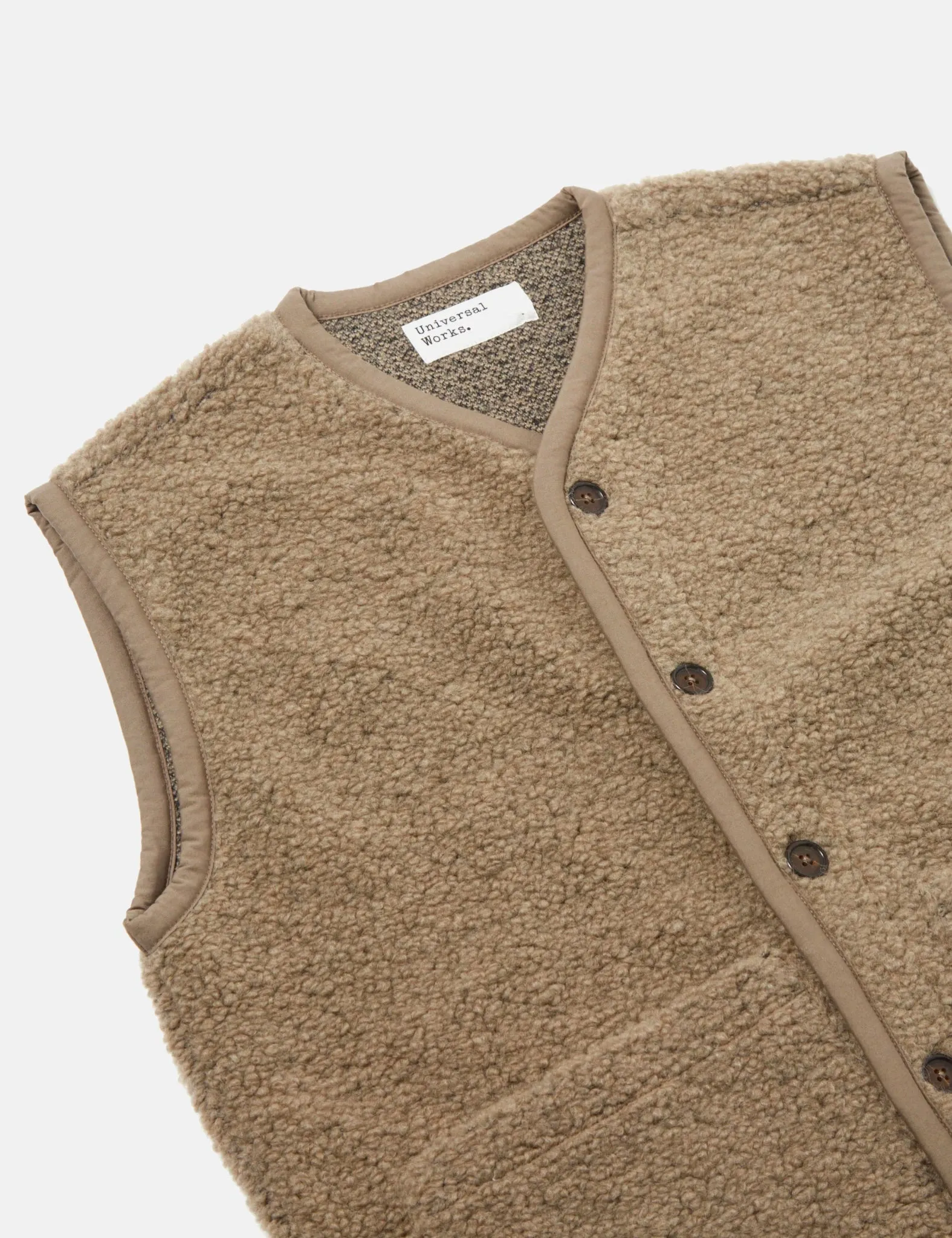 Universal Works Lancaster Gilet (Alvar Fleece) - Stone