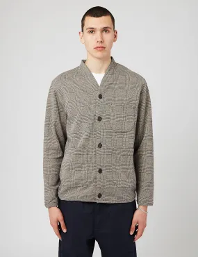 Universal Works Prince Wales Check Fleece Cardigan - Grey