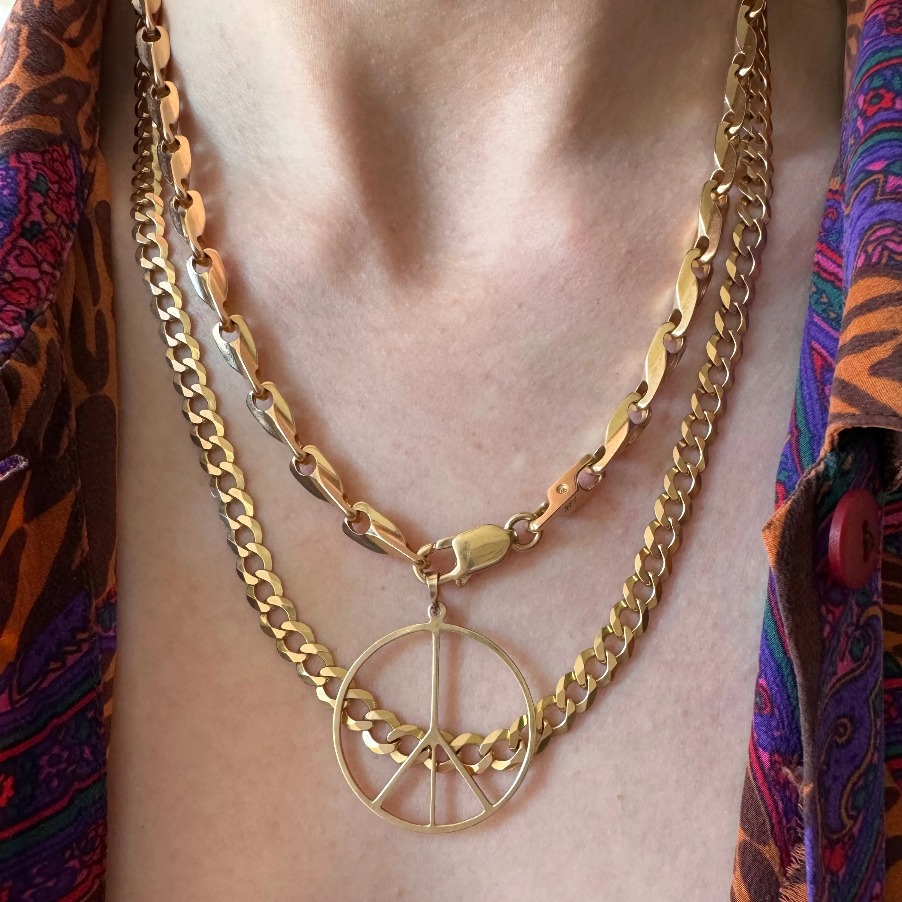 V I N T A G E // tulip geometry / 14k yellow gold fancy link necklace chain / 18.25, 47.5g